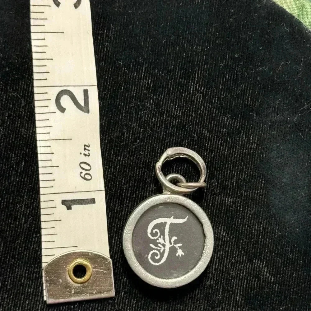 Pick Up Sticks Jewelry Monogram T Charm.  Two sides.